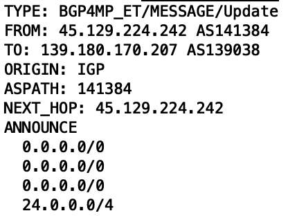 BGP parsing results