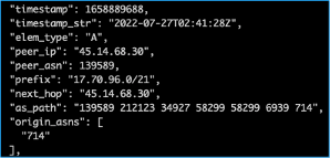 RIPE RIS data, captured via pybgpkit tool